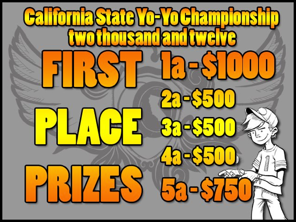California State Yo-Yo Championship – 2012 – 1st Place Prize Plan