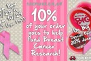 Breast Cancer Awareness – For 24 Hours 10% of Order Donated!