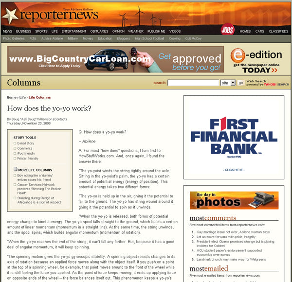 How a Yo-Yo Works - News Article