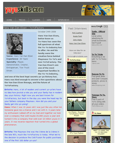 Interview with Hans Van Dan Elzen of YoYoFactory